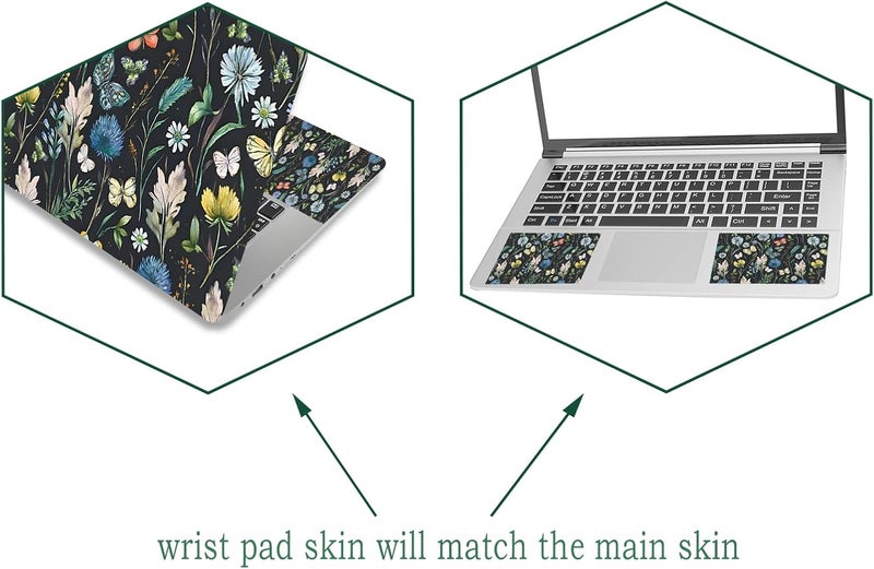 ARTSO Laptop Skin Sticker Cover Decal, 12 13 13.3 14 15 15.4 15.6 inch Laptop Notebook Vinyl Skin Sticker Cover Art Protector, Flower Leaf Butterfly - Image 5